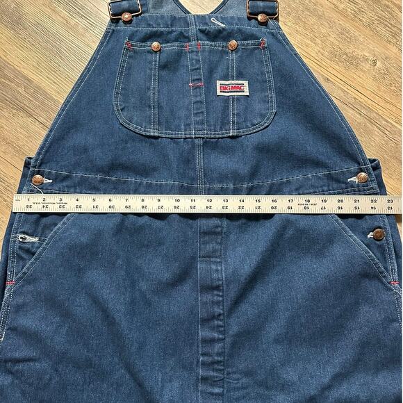 Vintage Big Mac Overalls Mens 46x27 Blue Carpenter Square Back Denim Relaxed Fit - Picture 5 of 8